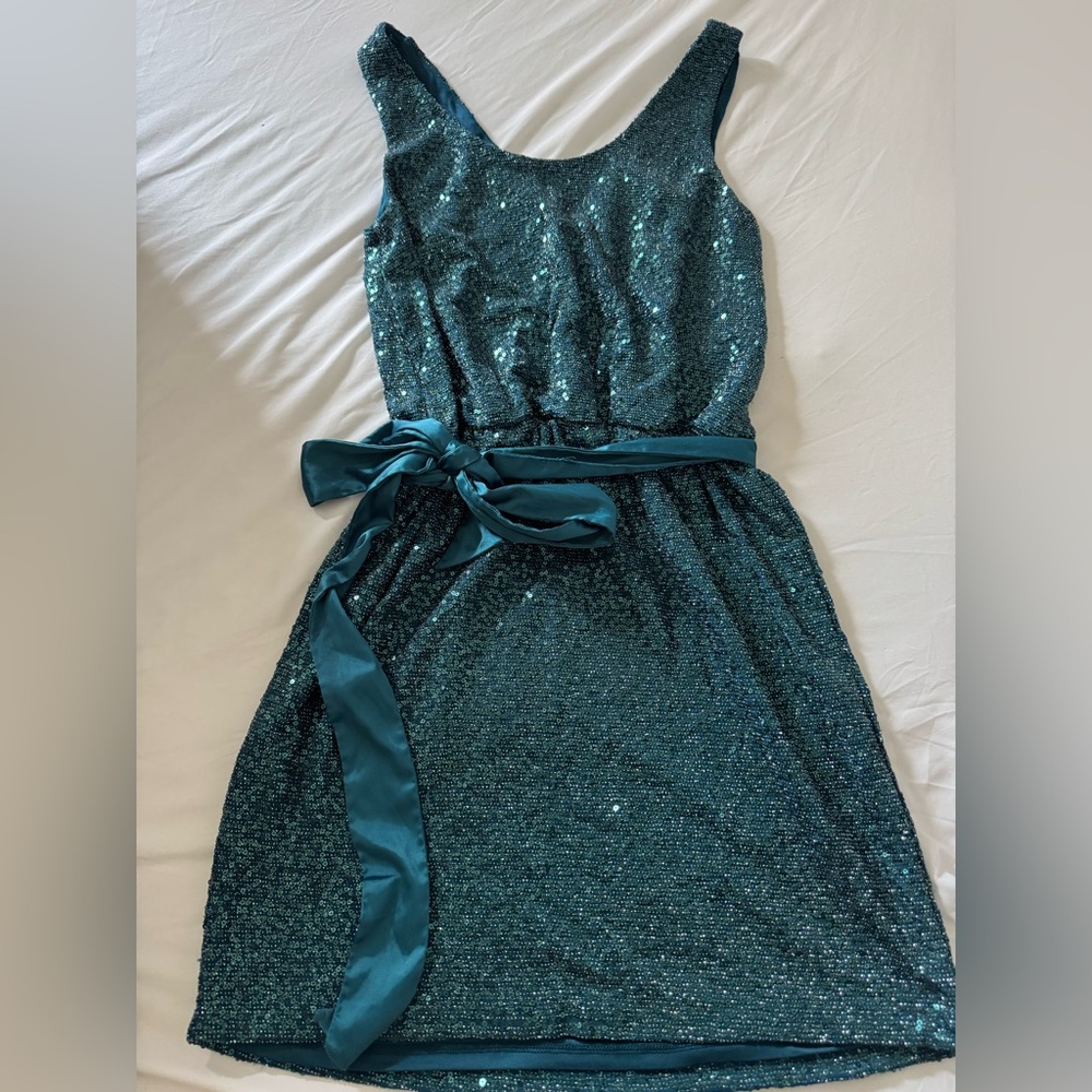 Express Teal Sequin Mini Dress